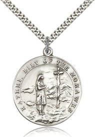 St. Kateri Sterling Silver Medal 5898-bliss