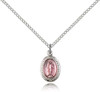 Sterling Silver Miraculous Medal with Pink Epoxy
