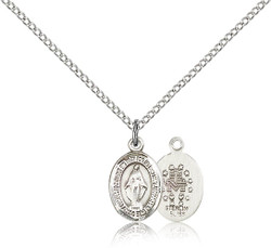 Petite Sterling Silver Miraculous Medal on 18 Inch Chain