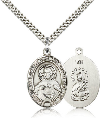 Sterling Silver Scapular Medal Pendant with 24″ Chain
