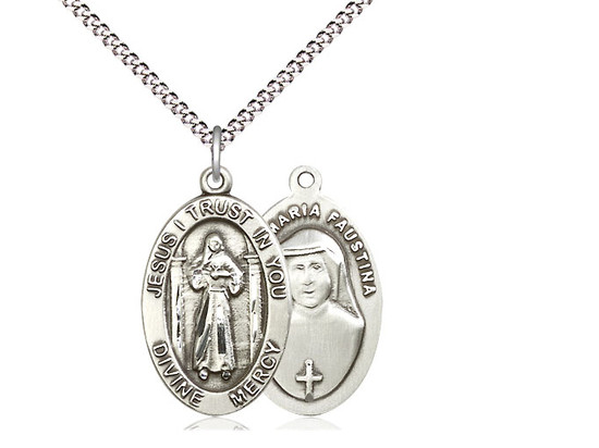 Sterling Silver St. Faustina Divine Mercy Medal