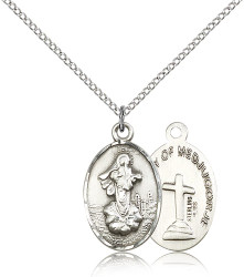 Sterling Silver Our Lady of Medjugorje Medal Pendant on 18″ Chain