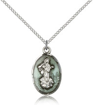 Our Lady of Medjugorje Sterling Silver Medal Blue Enamel 5678E-bliss