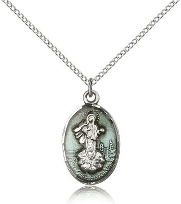 Our Lady of Medjugorje Sterling Silver Medal Blue Enamel 5678E-bliss
