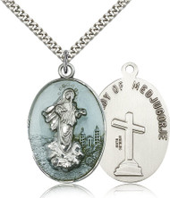 Our Lady of Medjugorje Sterling Silver Blue Enamel Medal 5679E-bliss