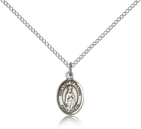 Petite Sterling Silver Our Lady of Fatima Medal on 18" Chain