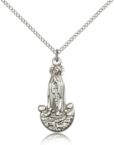 Sterling Silver Our Lady of Fatima Pendant on 18" Chain 