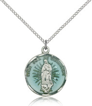 Our Lady of Guadalupe Sterling Silver Blue Enamel Medal 2075E-bliss
