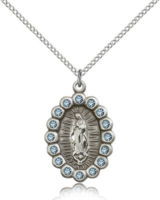 Our Lady of Guadalupe Swarovski Crystals Sterling Silver Medal 2009FA-bliss