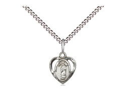 Sterling Silver Our Lady of Guadalupe Heart Shaped Medal