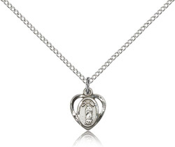 Sterling Silver Our Lady of Guadalupe Heart Shaped Medal
