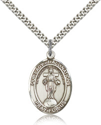 Sterling Silver Our Lady of All Nations Medal with 24" Chain