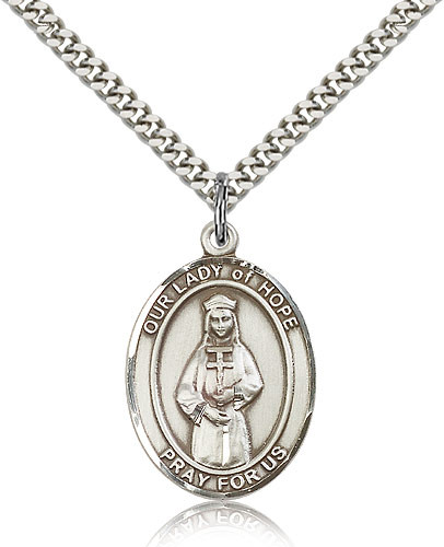 Sterling Silver Our Lady of Hope Medal with 24" Chain