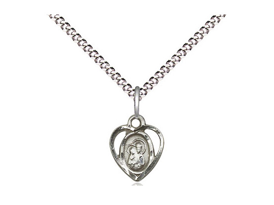 Sterling Silver Our Lady of Perpetual Help Heart Medal
