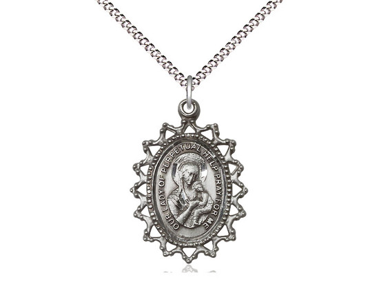 Sterling Silver Our Lady of Perpetual Help Radiant Medal