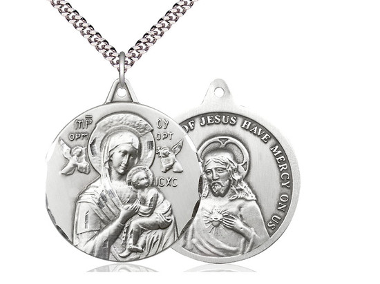 Sterling Silver Divine Mercy & Our Lady of Perpetual Help Medal