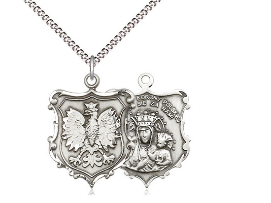 Our Lady of Czestochowa Sterling Silver Crest Medal