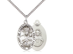 Sterling Silver Our Lady of Czestochowa Oval Medal