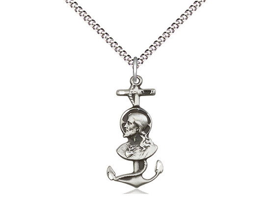 Sterling Silver Christ with Anchor Medal