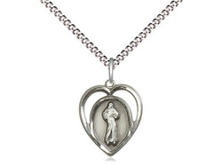 Sterling Silver Heart Shaped Divine Mercy Medal