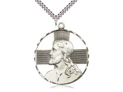 Sterling Silver Round Christ Profile Medal