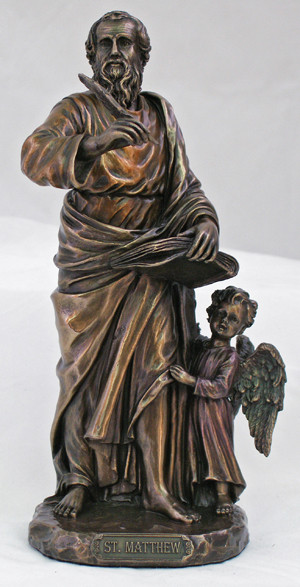St. Matthew the Evangelist Statue with Angel 8"