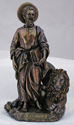 St. Mark the Evangelist with Lion Statue, Cold-cast Bronze