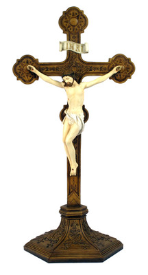 Standing Ornate Crucifix (bronze, pewter, color)