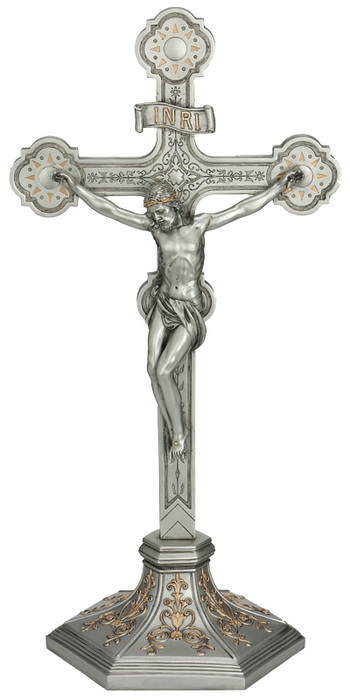 Standing Ornate Crucifix (bronze, pewter, color)