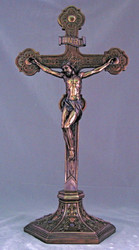 Standing Ornate Crucifix (bronze, pewter, color)