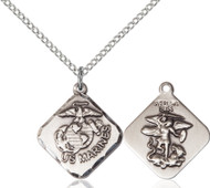 St. Michael Marines Diamond Sterling Silver Medal