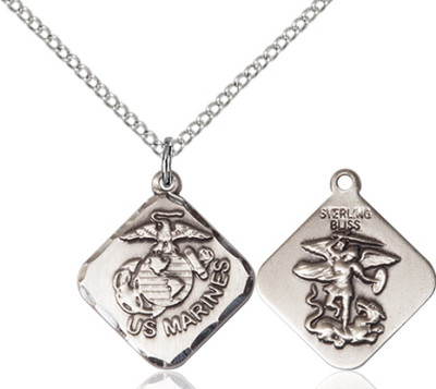 St. Michael Marines Diamond Sterling Silver Medal