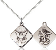 St. Michael Navy Diamond Sterling Silver Medal