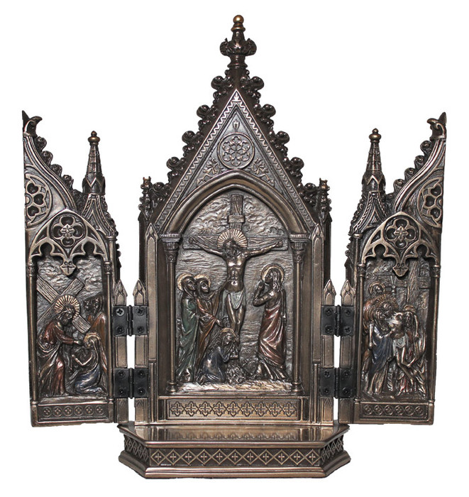 Crucifixion Triptych (bronze, pewter or color)