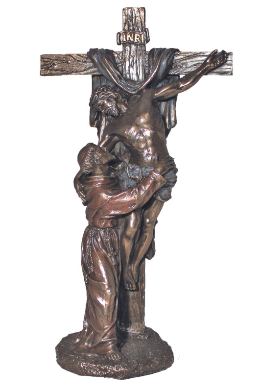 Crucifixion of Christ with St. Francis Statue