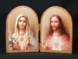 Sacred & Immaculate Hearts Florentine Diptych - Made in Italy
