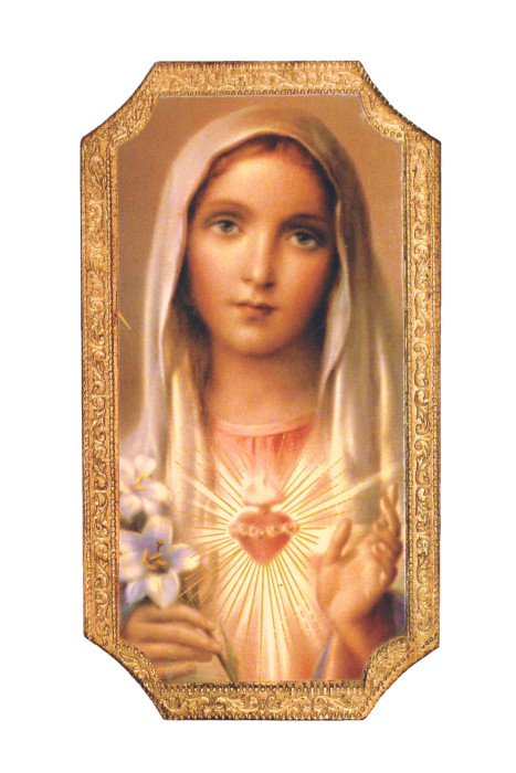 Immaculate Heart of Mary Florentine Wall Plaque- 4.75" x 9"