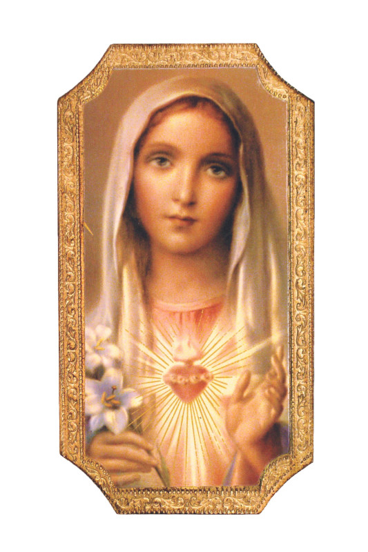 Immaculate Heart of Mary Florentine Wall Plaque- 4.75" x 9"