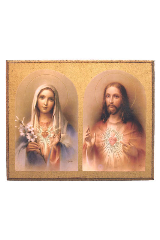 Sacred Heart of Jesus & Immaculate Heart of Mary Florentine Wall Plaque