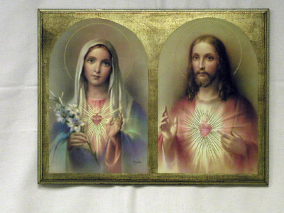Sacred Heart of Jesus & Immaculate Heart of Mary Florentine Wall Plaque