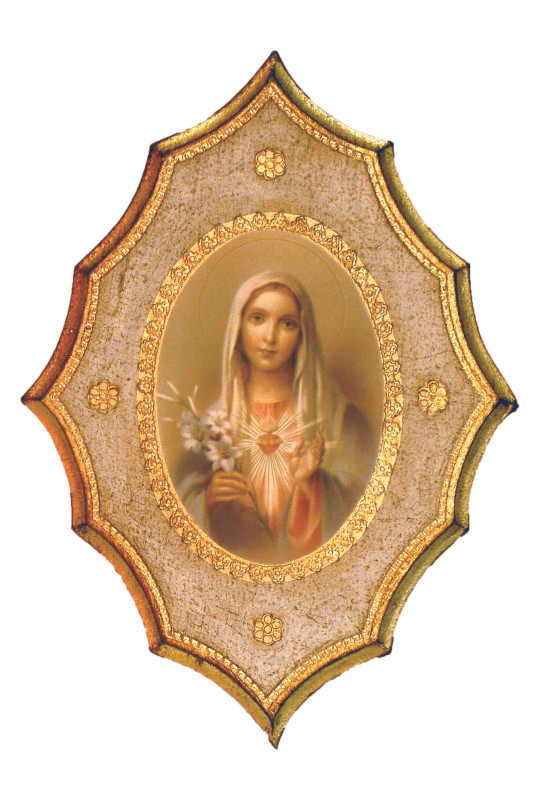 Immaculate Heart of Mary Florentine Plaque- 7.5" x 10.5"