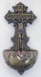 Crucifixion Holy Water Font (bronze or color)