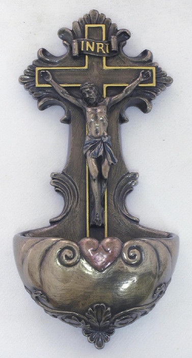 Crucifixion Holy Water Font (bronze or color)