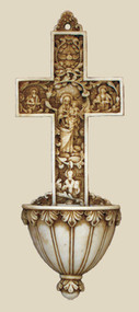 True Church Cross Holy Water Font - Made in Italy