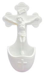 White Crucifixion Holy Water Font - Made in Italy