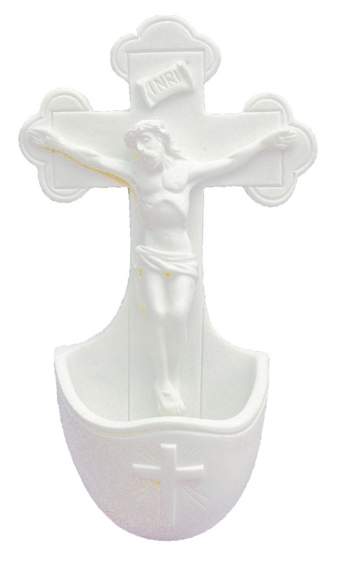 White Crucifixion Holy Water Font