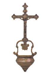 Brass Crucifixion Holy Water Font