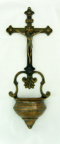 Brass Crucifixion Holy Water Font - Made in Italy