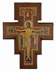 San Damian Walnut Stained Cross - Made in Italy