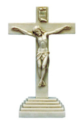 White Alabaster 10.5" Standing Crucifix